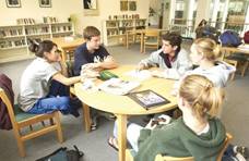 Students studying in the library